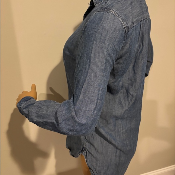 Chambray Denim Long Sleeve Pullover - Picture 3 of 5